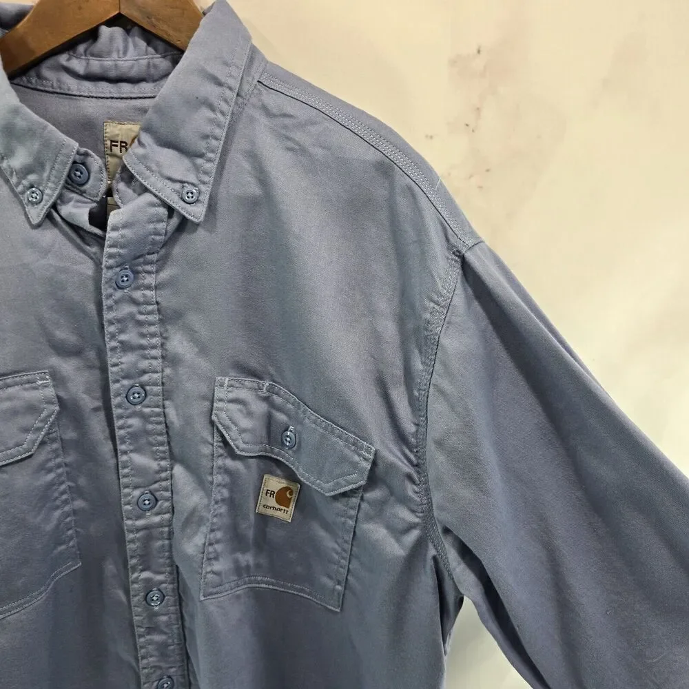 Carhartt Shirt Men Size XL FR Fire Long Sleeve Button Down Blue CAT 2 ATPV 8.7